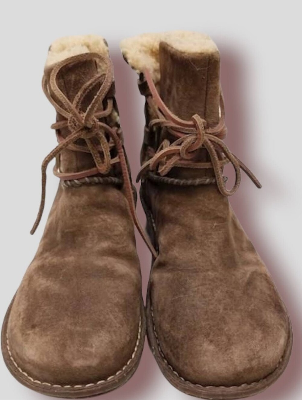 UGG Caspia Brown Suede Sheerling Ankle Boots NWOT